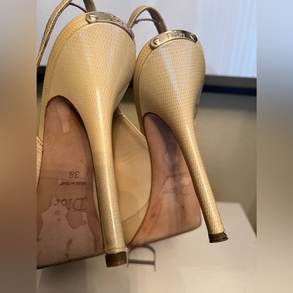 Dior Beige Slingback Peep-toe Pumps Size 38 - Picture 6 of 11